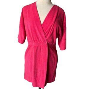 Vintage Shadowline Pink Terry Cloth Wrap Robe Small Mini Boho Barbie